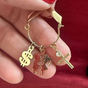 Gold Pendant Charm Holder/3 charms included